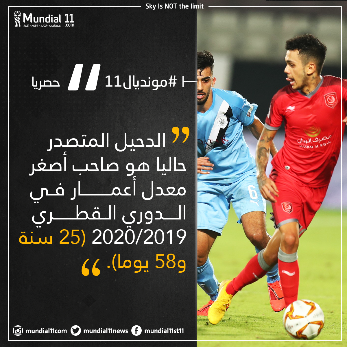 الدحيل في صدارة دوري النجوم بمتوسط أعمار 25 سنة و58 يوما